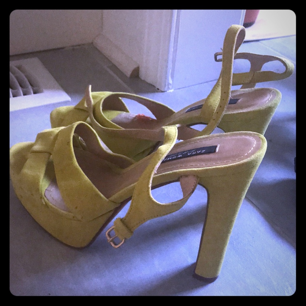 Yellow high heels